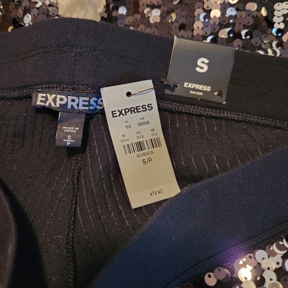 Express Black & Silver Sequin Leggings - Picture 3 of 4